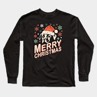 Funny Dog Santa Merry Christmas Vintage Long Sleeve T-Shirt